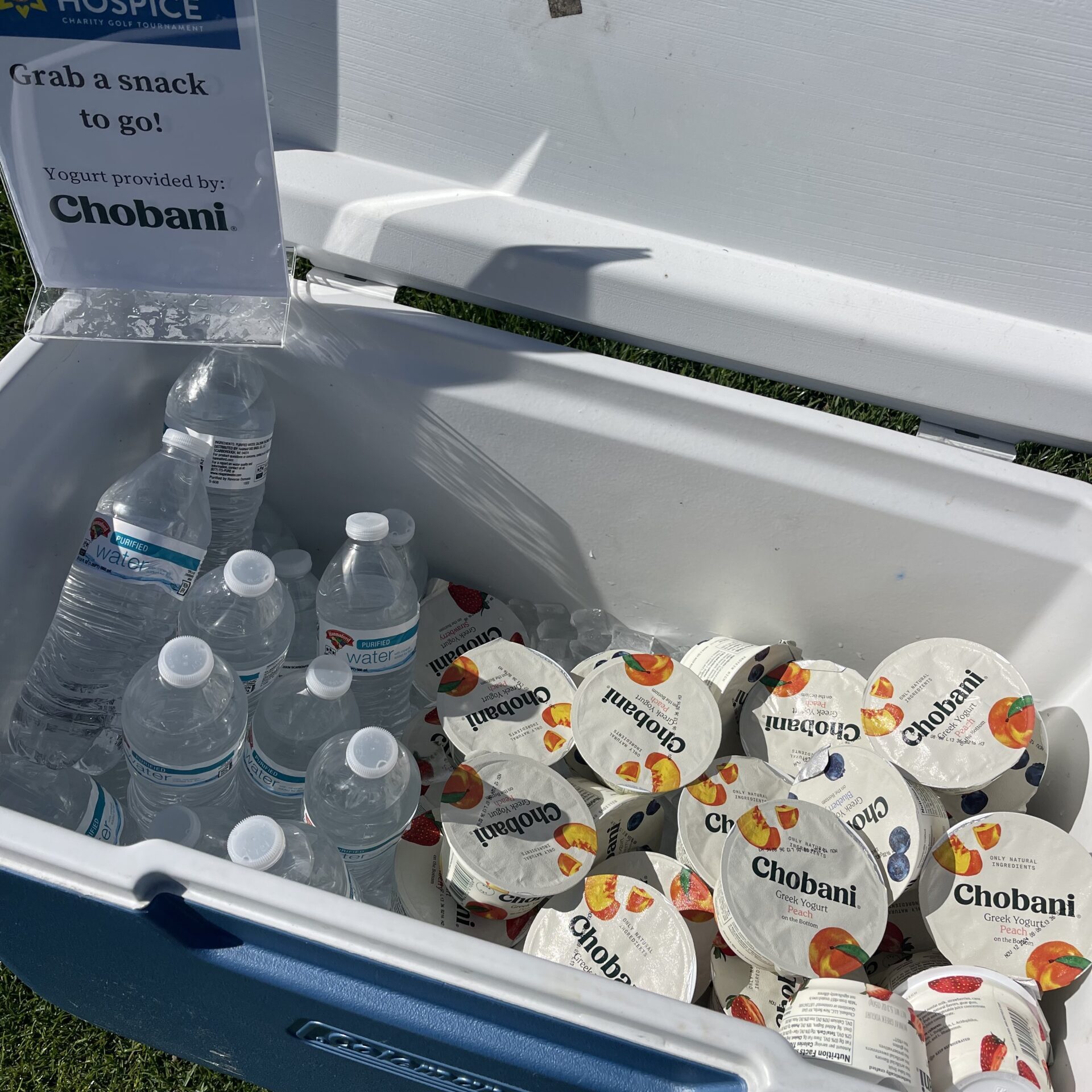 Yogurt and water in a cooler