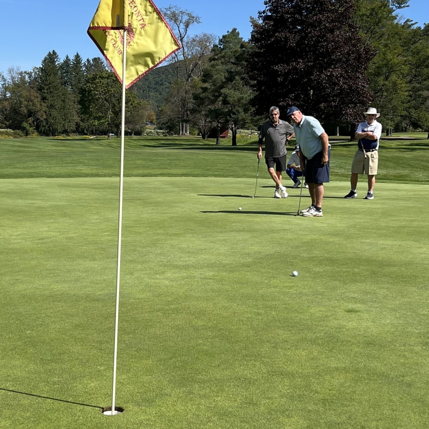 Men looking at putting green
