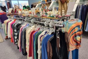 Thrift shop clothing racks