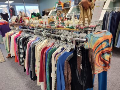 Thrift shop clothing racks